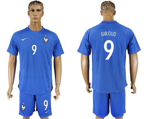 France #9 Giroud Home Soccer Country Jersey