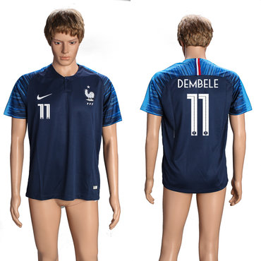 France 11 DEMBELE Home 2018 FIFA World Cup Thailand Soccer Jersey