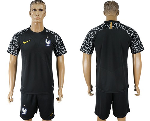 France Blank Black Goalkeeper Soccer Country Jersey