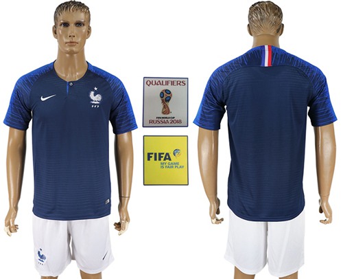 France Blank Home Soccer Country Jersey