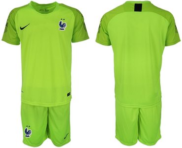 France Blank Shiny Green Goalkeeper Soccer Country Jersey