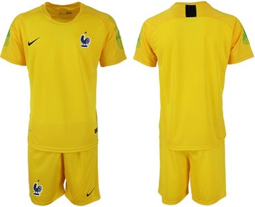 France Blank Yellow Goalkeeper Soccer Country Jersey