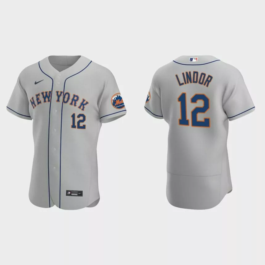 Francisco Lindor #12 New York Mets Authentic Road Jersey – Gray