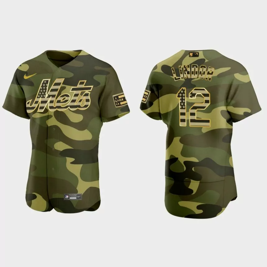 Francisco Lindor New York Mets 2022 Armed Forces Day Jersey – Camo