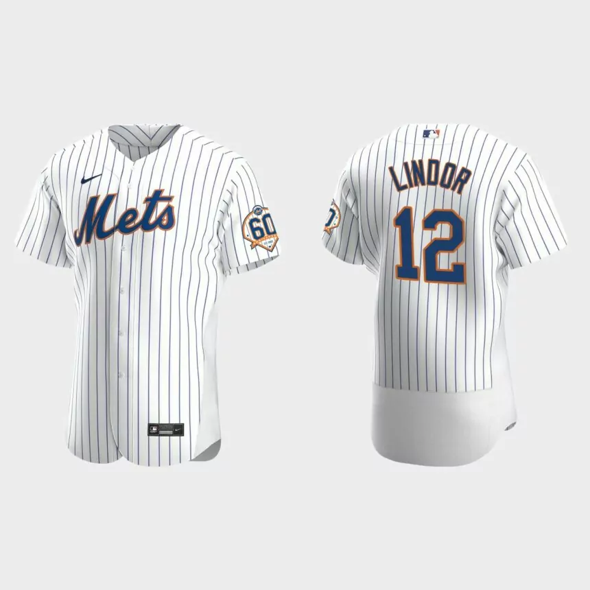 Francisco Lindor New York Mets 60th Anniversary Home Authentic Jersey – White