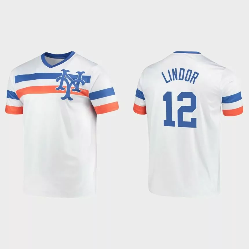 Francisco Lindor New York Mets Cooperstown Collection V-Neck Jersey – White