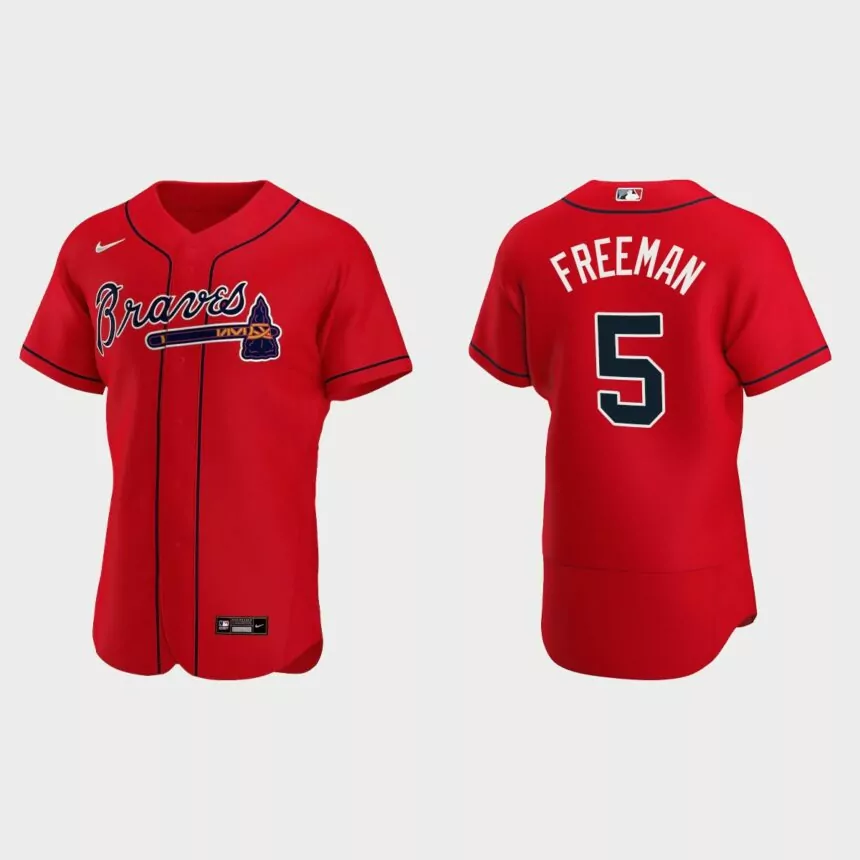 Freddie Freeman #5 Atlanta Braves Red Authentic 2020 Alternate Jersey