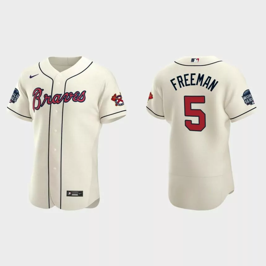 Freddie Freeman Atlanta Braves 2021 World Series Authentic Jersey – Cream