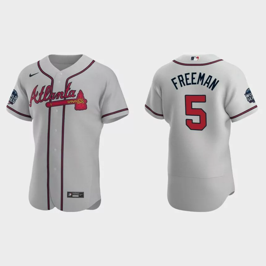 Freddie Freeman Atlanta Braves 2021 World Series Authentic Jersey – Gray
