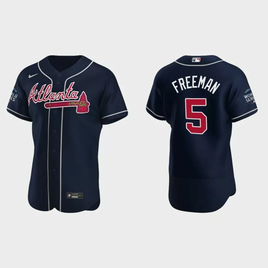 Freddie Freeman Atlanta Braves 2021 World Series Authentic Jersey – Navy
