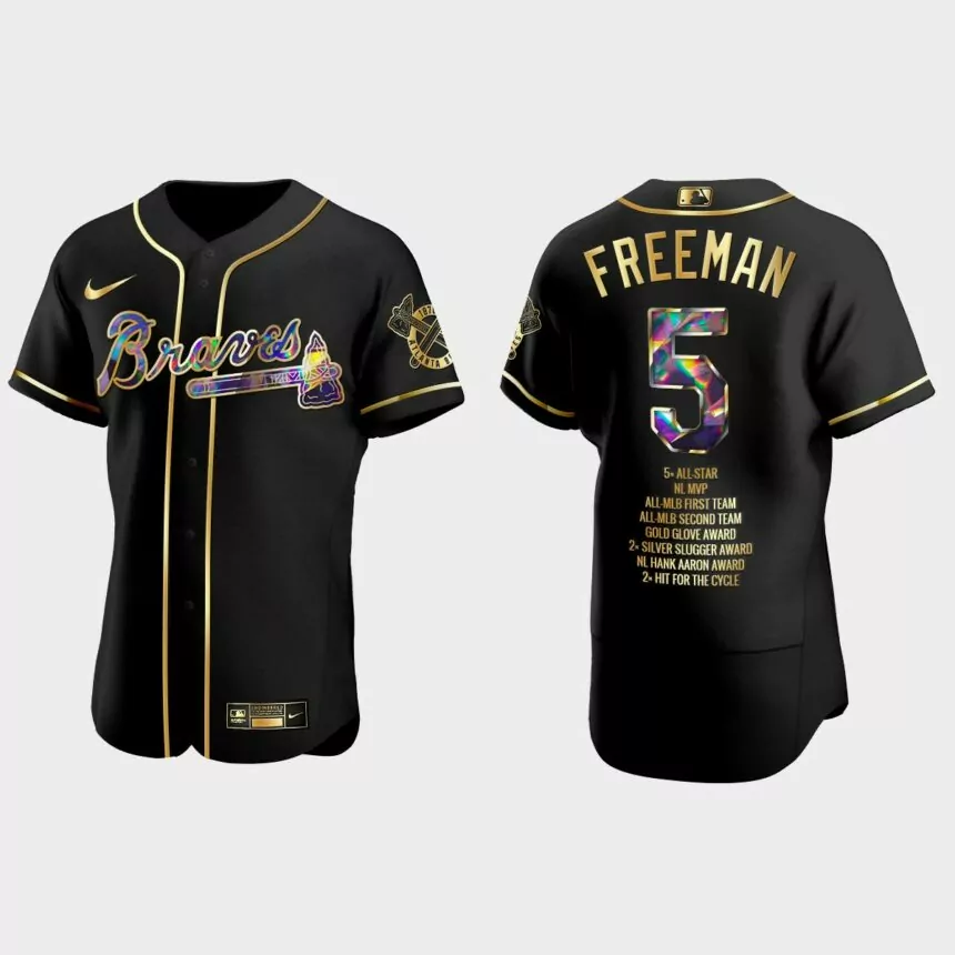 Freddie Freeman Atlanta Braves Career Highlights Diamond Jersey – Black