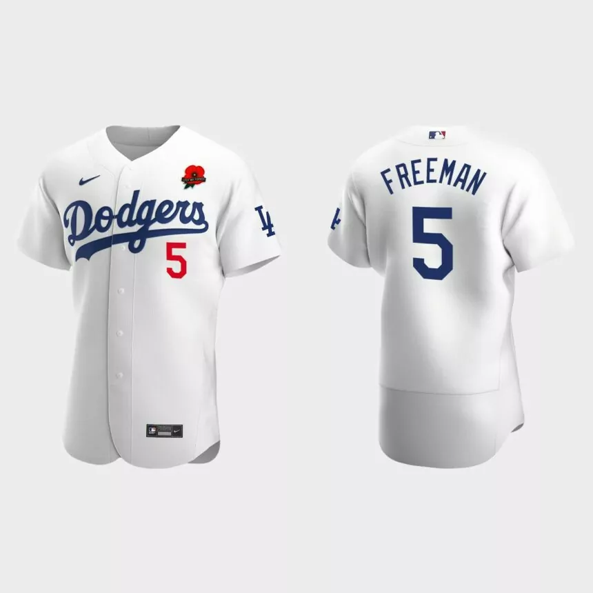 Freddie Freeman Los Angeles Dodgers 2022 Memorial Day Poppy Patch Authentic Jersey – White