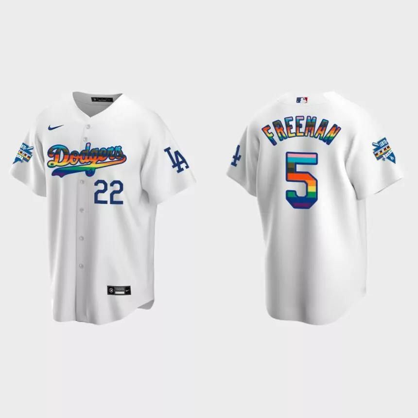 Freddie Freeman Los Angeles Dodgers 2022 Pride Night LGBTQ Replica Jersey – White
