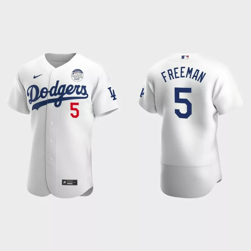 Freddie Freeman Los Angeles Dodgers 4 ALS Lou Gehrig Day Authentic Jersey – White