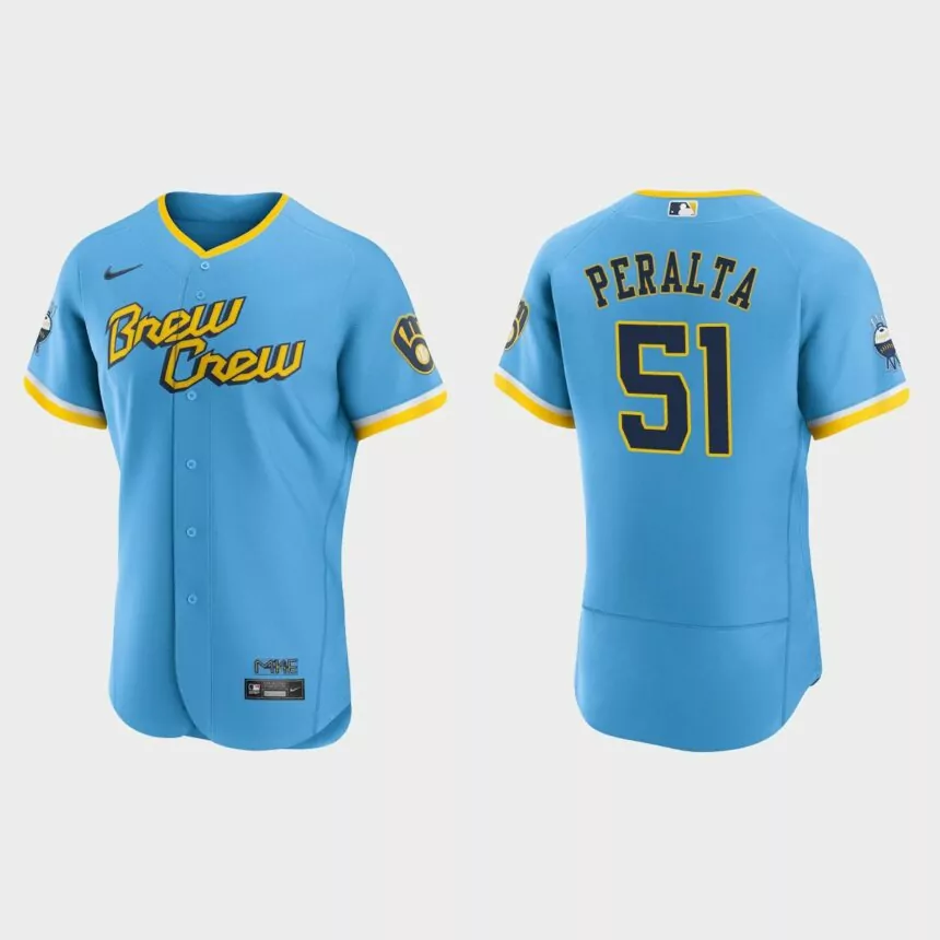 Freddy Peralta Milwaukee Brewers 2022 City Connect Authentic Jersey – Powder Blue