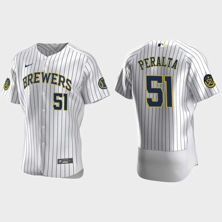 Freddy Peralta Milwaukee Brewers Authentic Home Jersey – White