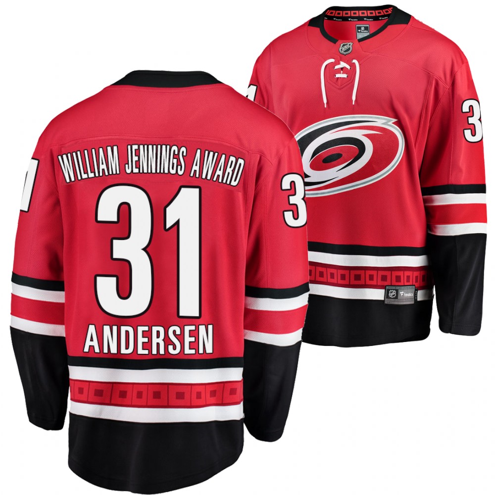 Frederik Andersen William Jennings Award Hurricanes #31 Red Jersey Awards Edition