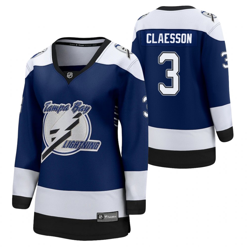 Fredrik Claesson Tampa Bay Lightning Reverse Retro Blue Women Jersey