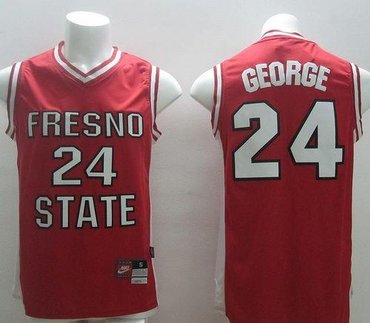 Fresno State Bulldogs #24 Paul George Red Basketball Stitched NCAA Jersey