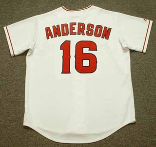 GARRET ANDERSON Anaheim Angels 2002 Home Majestic Throwback Baseball Jersey