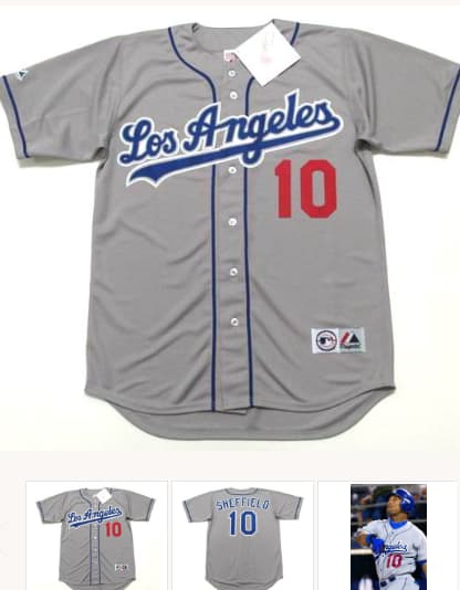 GARY SHEFFIELD Los Angeles Dodgers 2001 Majestic Throwback Away Baseball Jersey