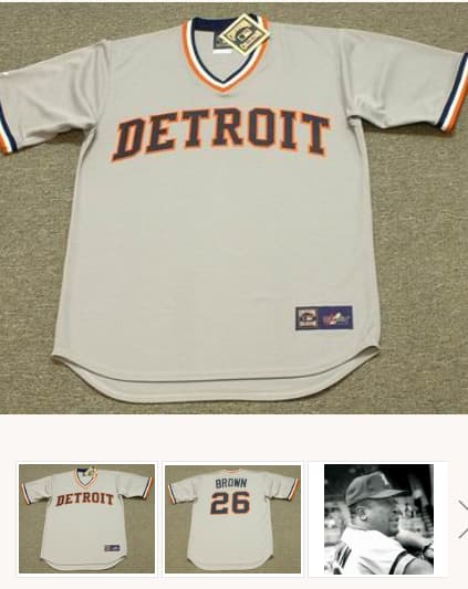 GATES BROWN Detroit Tigers 1972 Majestic Cooperstown Throwback Away Baseball Jersey