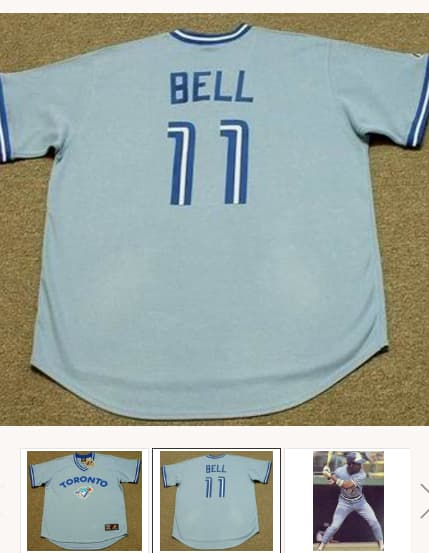 GEORGE BELL Toronto Blue Jays Majestic Cooperstown Throwback Away Baseball Jersey