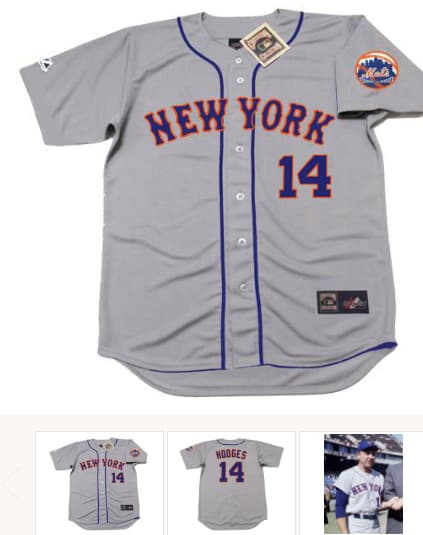 GIL HODGES New York Mets 1962 Away Majestic Baseball Throwback Jersey