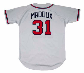 GREG MADDUX Atlanta Braves 1995 Away Majestic Throwback Baseball Jersey