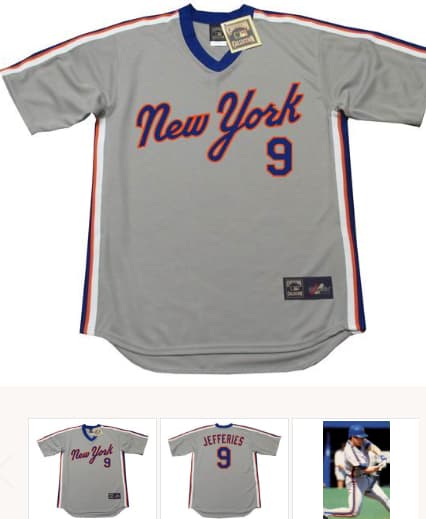 GREGG JEFFERIES New York Mets 1987 Majestic Cooperstown Away Baseball Jersey