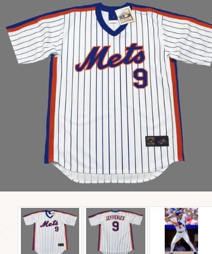 GREGG JEFFERIES New York Mets 1987 Majestic Cooperstown Home Baseball Jersey