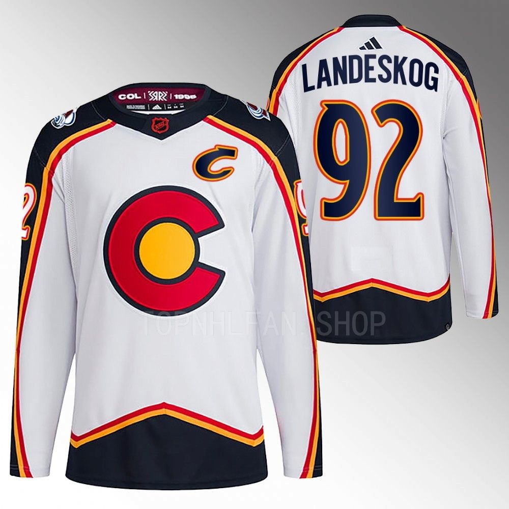 Gabriel Landeskog 2022 Colorado Avalanche White Reverse Retro 2.0 Authentic Primegreen Jersey