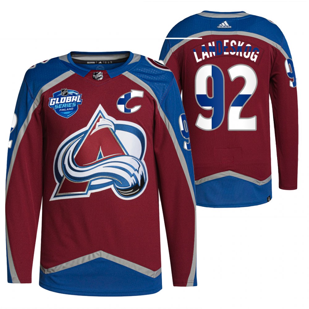 Gabriel Landeskog Colorado Avalanche Burgundy 2022 NHL Global Series Finland Edition Jersey