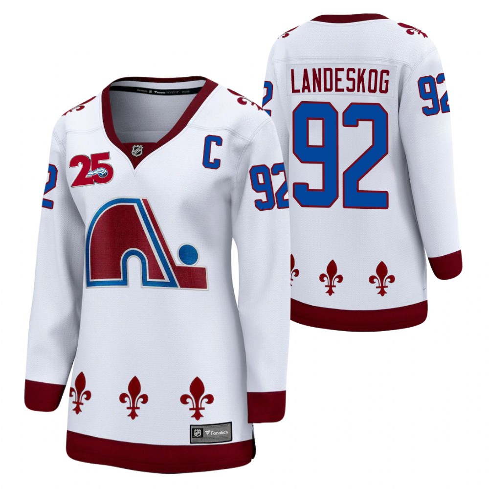 Gabriel Landeskog Colorado Avalanche Reverse Retro White Women's Jersey 25th Anniversary