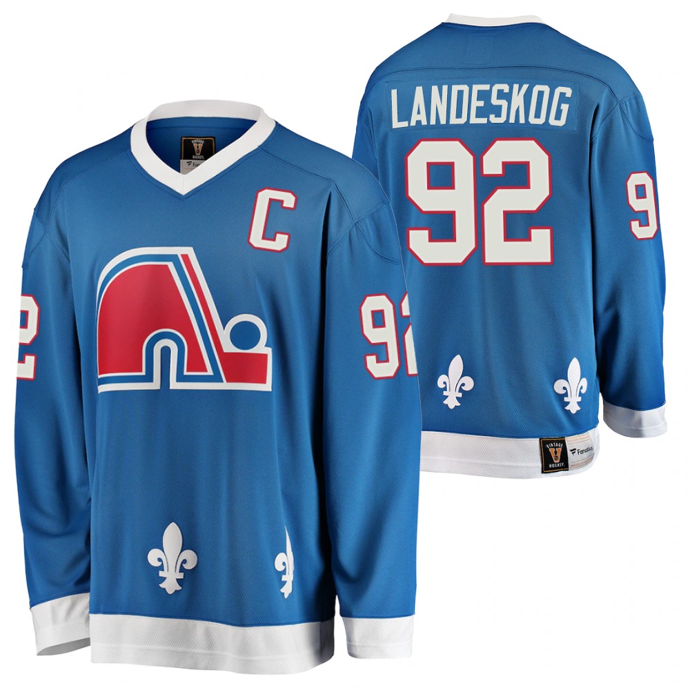 Gabriel Landeskog Quebec Nordiques Heritage Vintage Jersey Blue