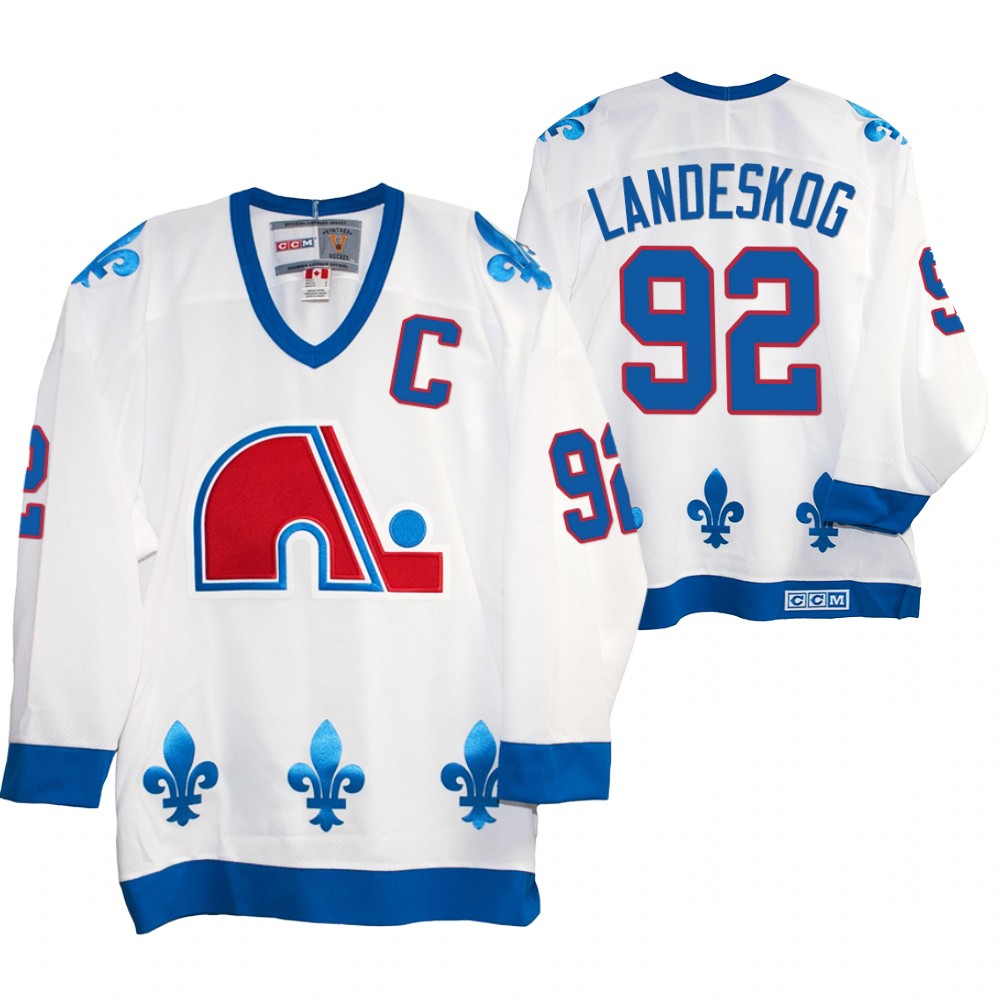 Gabriel Landeskog Quebec Nordiques Heritage Vintage Replica Jersey White