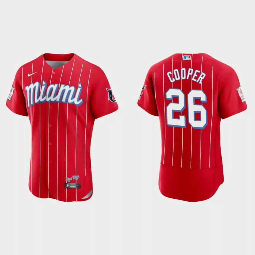 Garrett Cooper Miami Marlins 2021 City Connect Authentic Jersey – Red