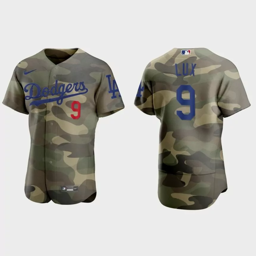 Gavin Lux Los Angeles Dodgers 2021 National Armed Forces Day Authentic Jersey – Camo