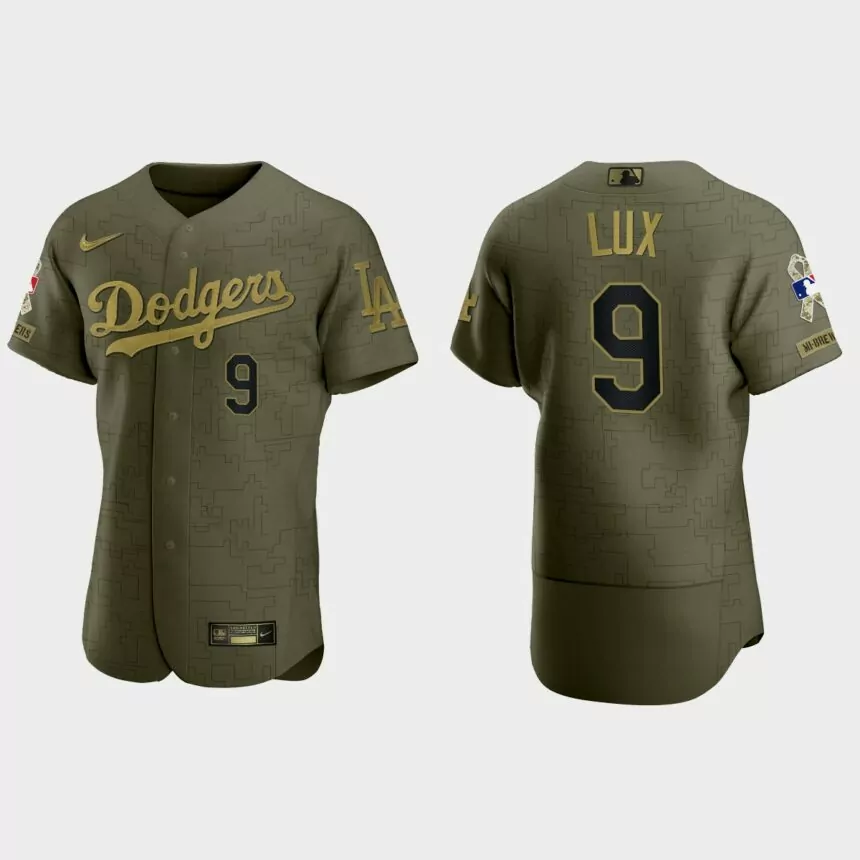 Gavin Lux Los Angeles Dodgers 2021 Salute to Service Digital Camo Jersey – Green