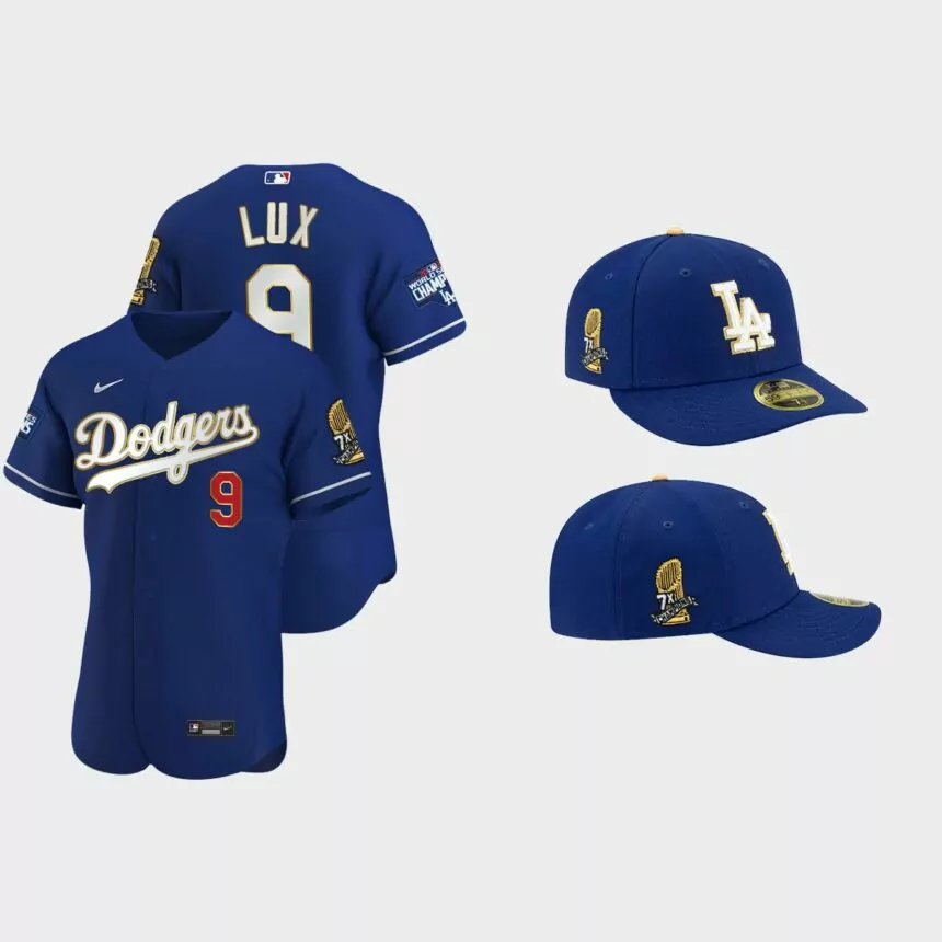 Gavin Lux Los Angeles Dodgers 7X Champs Trophy Jersey Cap Jersey – Royal