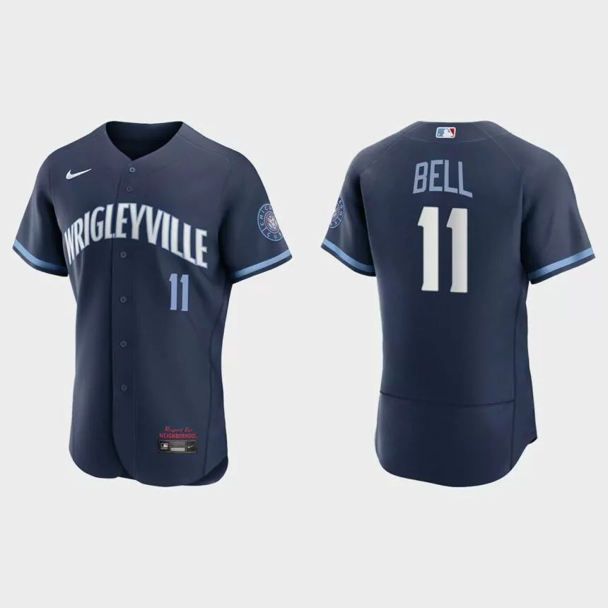 George Bell #11 Chicago Cubs 2021 City Connect Authentic Jersey – Navy