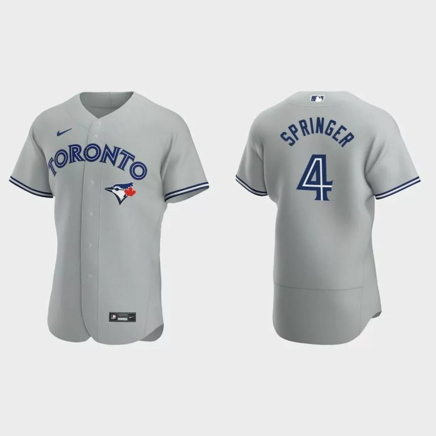 George Springer #4 Toronto Blue Jays Authentic Road Jersey – Gray