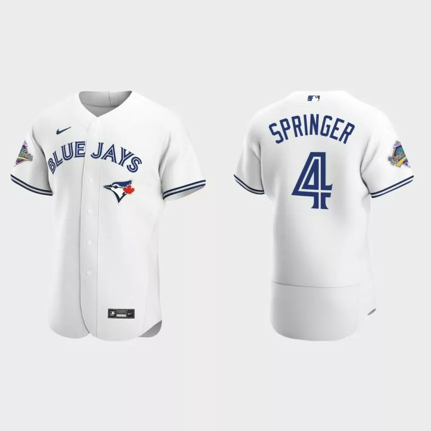 George Springer Toronto Blue Jays 1992 World Series Patch Authentic Jersey – White