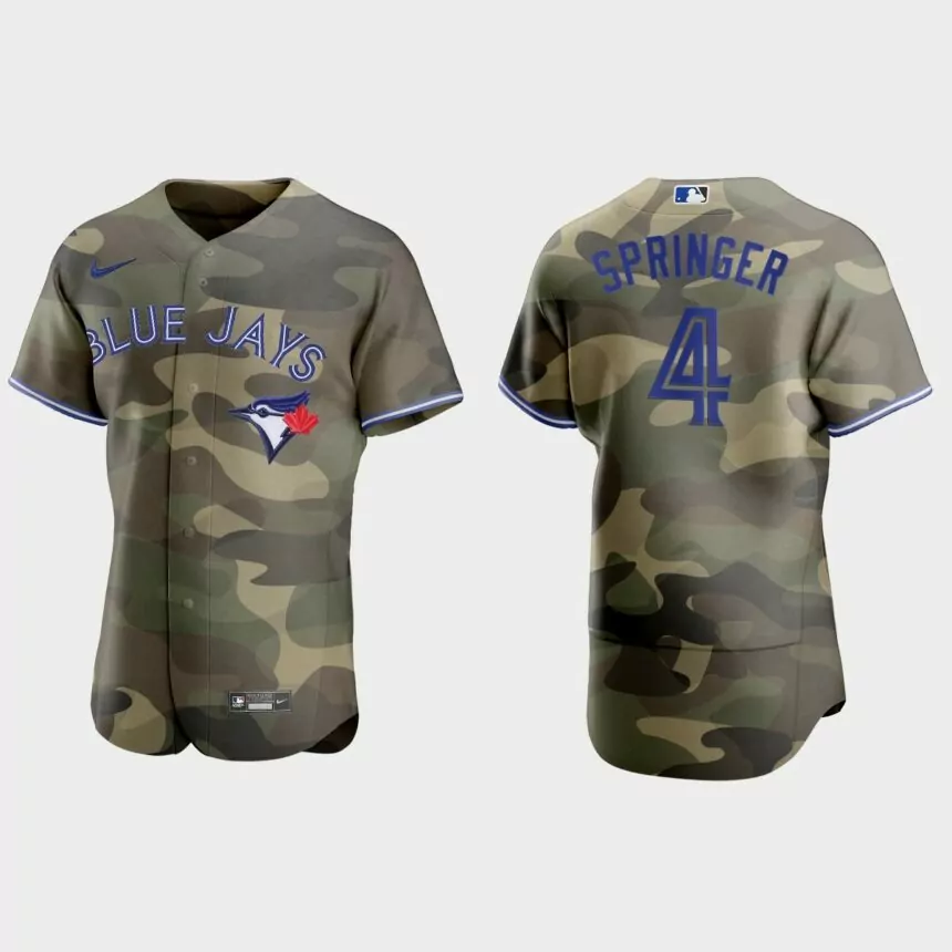 George Springer Toronto Blue Jays 2021 National Armed Forces Day Authentic Jersey – Camo