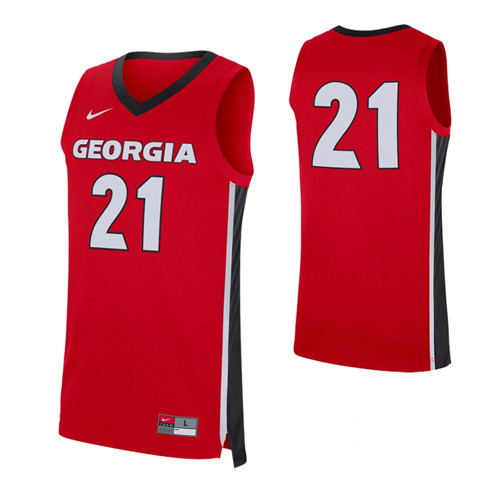 Georgia Bulldogs #21 Replica College Basketball Jersey Red