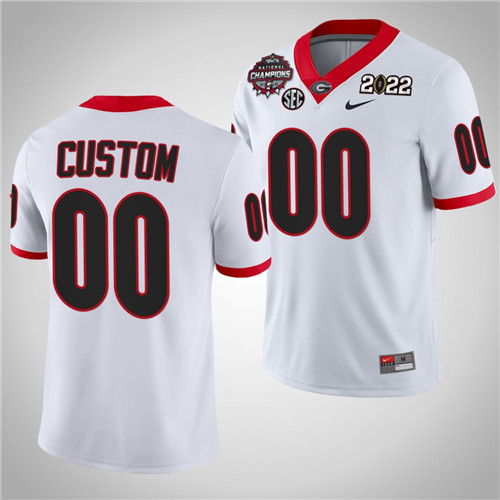 Georgia Bulldogs 00 Custom 2021-22 CFP National Champions Jersey White