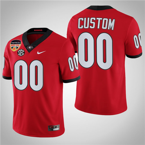 Georgia Bulldogs 00 Custom College Football Playoff 2021 Orange Bowl Jersey Red