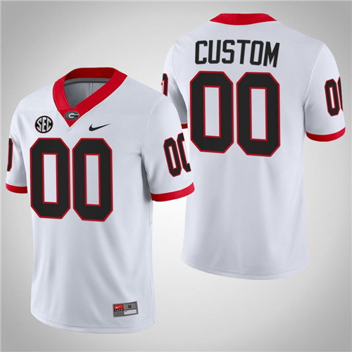 Georgia Bulldogs 00 Custom Football Block Number Font Jersey White