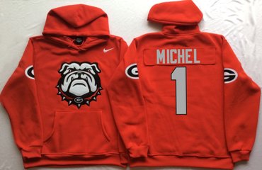 Georgia Bulldogs 1 Sony Michel Red Men's Pullover Hoodie