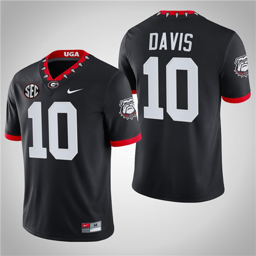 Georgia Bulldogs 10 Thomas Davis NFL Alumni Mascot 100th Anniversary Jersey Black